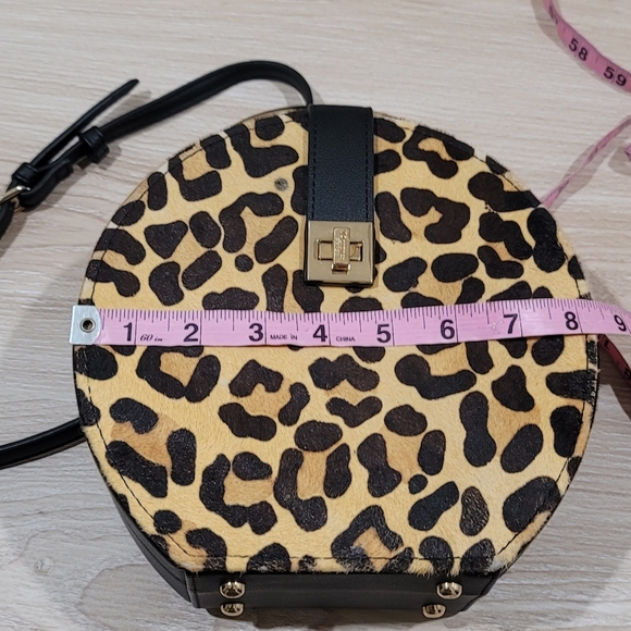 Dune London Leather Leopard Print Animal Hair Crossbody Bag - Picture 10 of 13